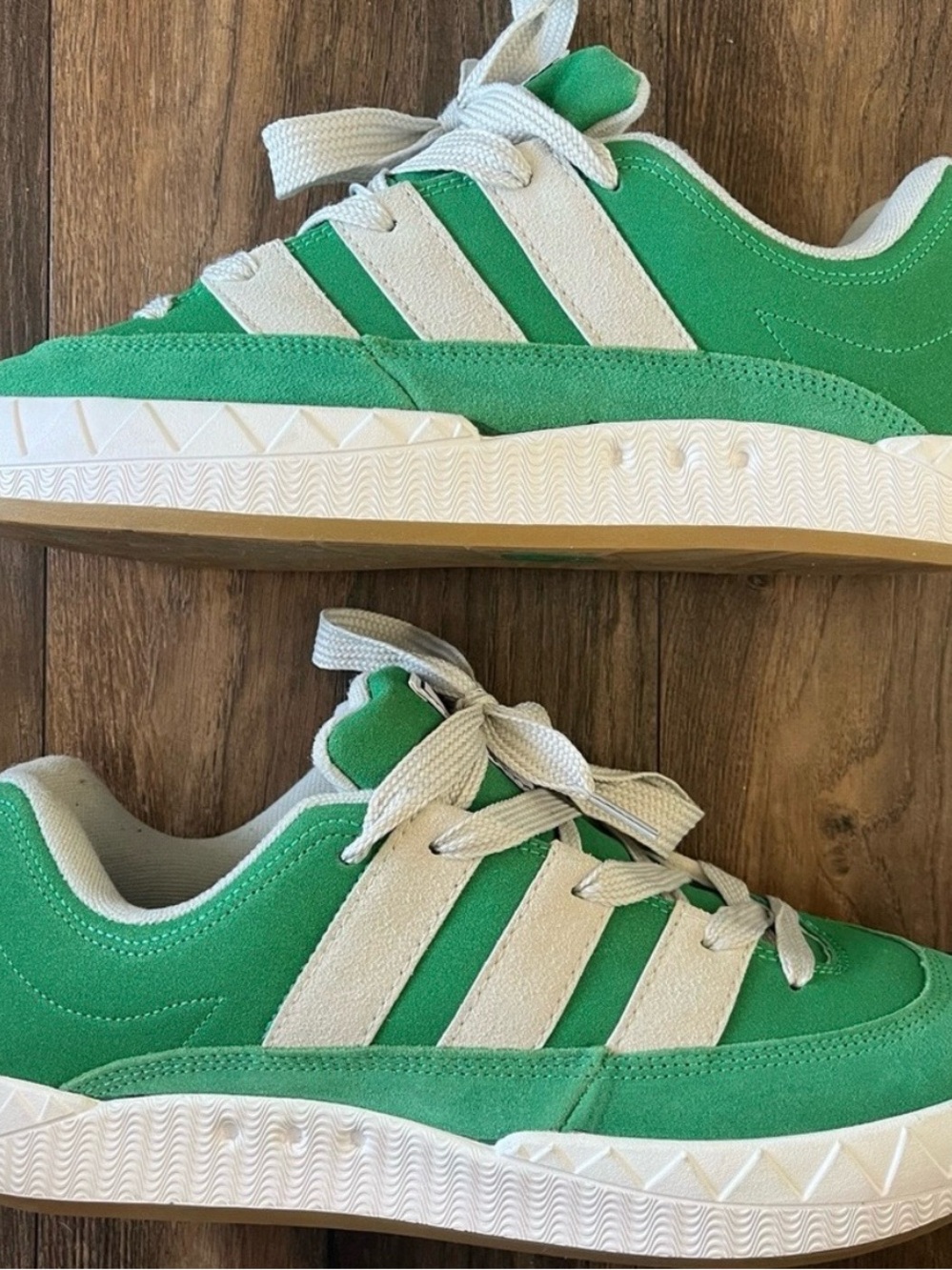 adidas Green and White Suede Low-Top Sneakers